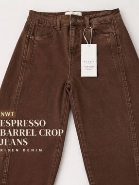Risen Espresso High Rise Crop Jeans NWT Size 26 Western Chic